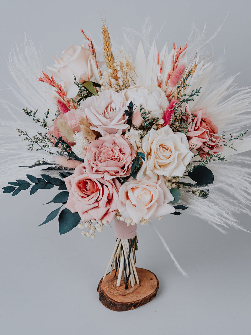 Blush pink eucalyptus Bridal bouquet/Dried flower bouquet/Wedding bouquet/Pampas bouquet/Boho bouquet/Outdoor bouquet/ Bouquet