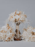 Ivory Sola Wood Flower and Preserved Roses/Bouquet with Baby's Breath/Bridal Bridesmaid bouquet/White Bouquet Boho/Pampas Grass bouquet/ Bouquet