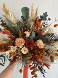Boho Terracotta Sage Green Bridal Bouquet, Dried Preserved Wedding Flowers, Burnt Orange Flower Bunch wedding flower