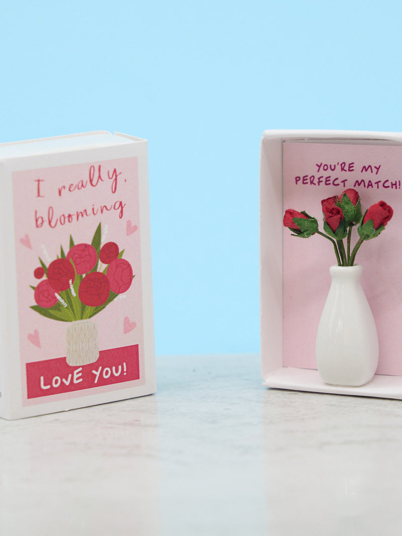 I Blooming Love You Matchbox Gift: Handmade Paper Roses in Vase Love Romance Flower