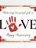 ANNIVERSARY Love Handprint art, Flower Happy Anniv card, Anniversary Gift for, keepsake craft, baby, toddler, kid DIY, Instant download ANNIVERSARY