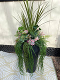 Pink Faux succulent drop in planter, faux urn filler , planters for porch, urn filler for summer, potted faux plants, succulent arrangement faux plants