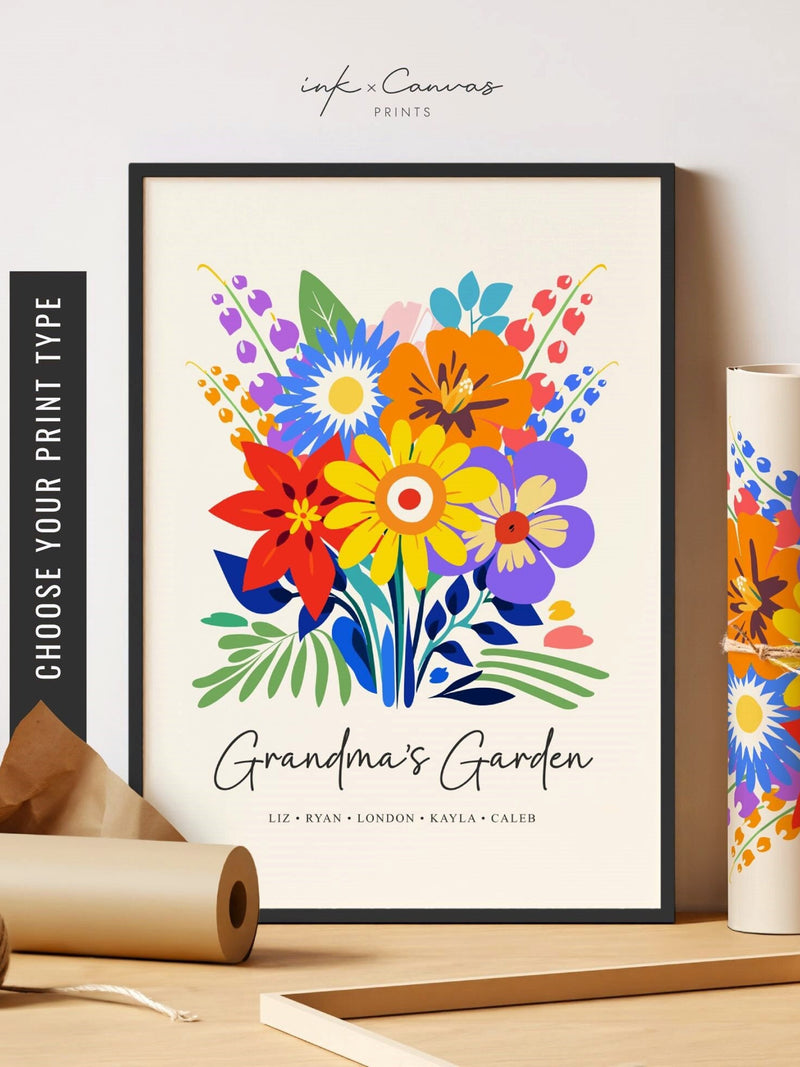 Custom Birth Flower Family Bouquet Print Personalized Gift for Mom Grandma's Garden Print Birth Month Flower Art Mother's Day Gift for Her ANNIVERSARY
