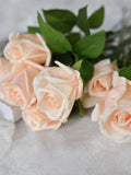Real Touch Champagne Peach Rose Stem - Artificial Flower / Wedding / Bouquet / Home Decoration / Decor / Arrangement / Centerpieces /Gifts silk flower