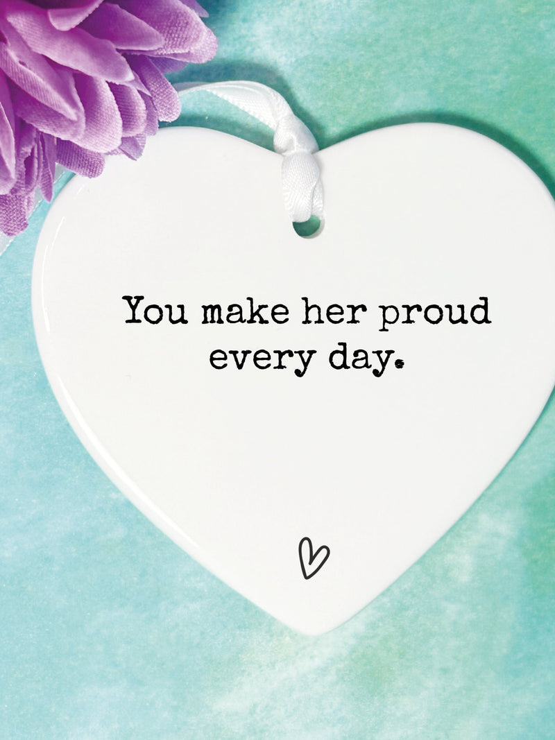 Keepsake Ceramic Heart, Parent Loss, Sympathy Gift sympathy flower