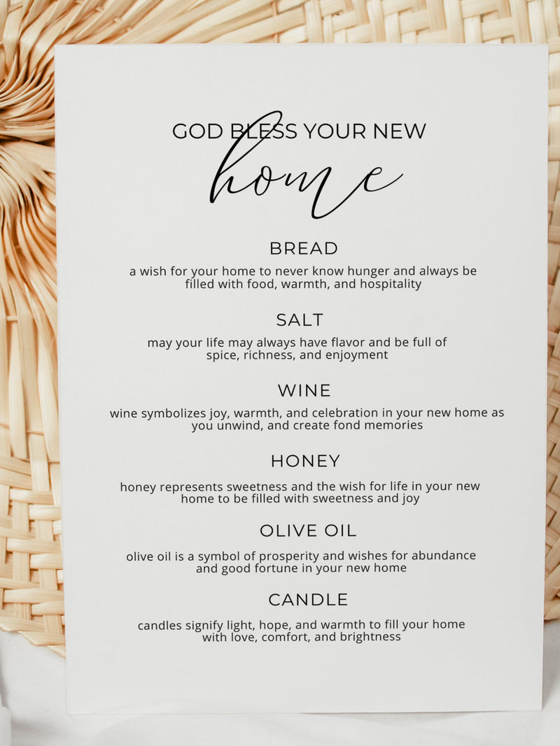 Housewarming Printable, God Bless Your New Home, Housewarming Gift, New Home Gift, House Blessing, Gift Basket Printable, Editable Template house warming flower