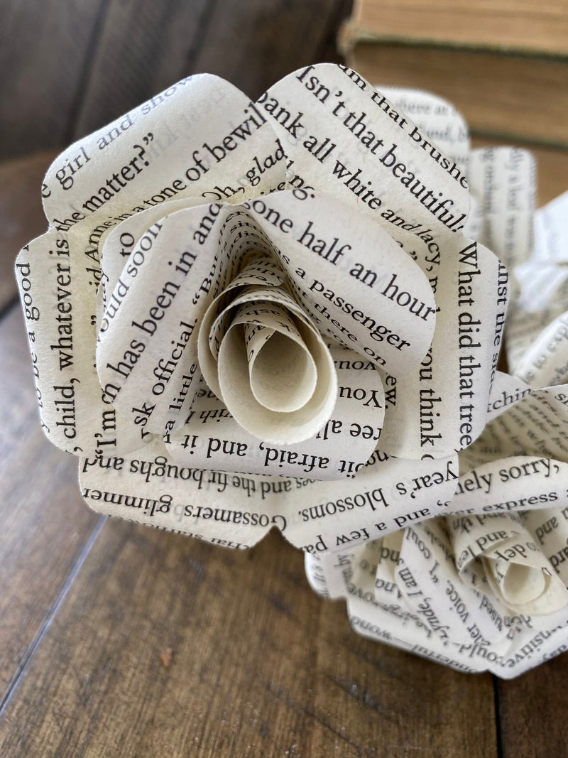 Book Page Flowers - Six Flowers on Wooden Stems ANNIVERSARY