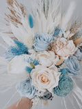 Baby pale blue and Ivory Silk Wedding Bouquet/Pampas Grass/Dried Florals/Perfect for Rustic/Boho and Elegant Bridal Themes/Dried bouquet/ Bouquet