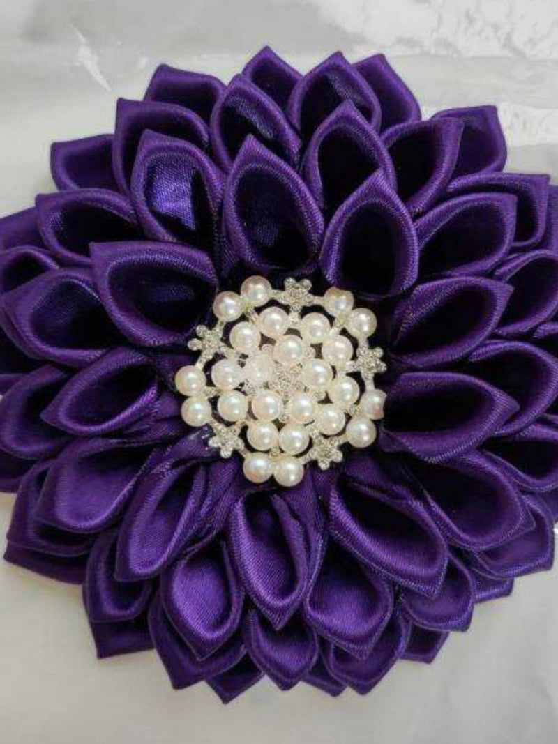 Satin Flower Corsage Brooch Pin with Magnetic backing.  Perfect for your Special Event! silk flower