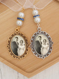 Something Blue Memorial Bridal Bouquet Charm, Bridal Bouquet Charms, Oval Wedding Memorial Keepsake, Flower Bouquet Photo Charm, Shop Canada sympathy flower