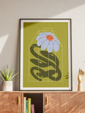 Poster Art Illustration Green House Flower | Wall Art Print | Digital art print 18x24 | Home decor | Gallery art | Colorful art poster | house warming flower