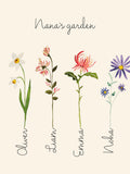 Flower birth month family print, Custom Watercolor birth flower print, Personalized flower gift, Mothers days flower Gift birthday flower