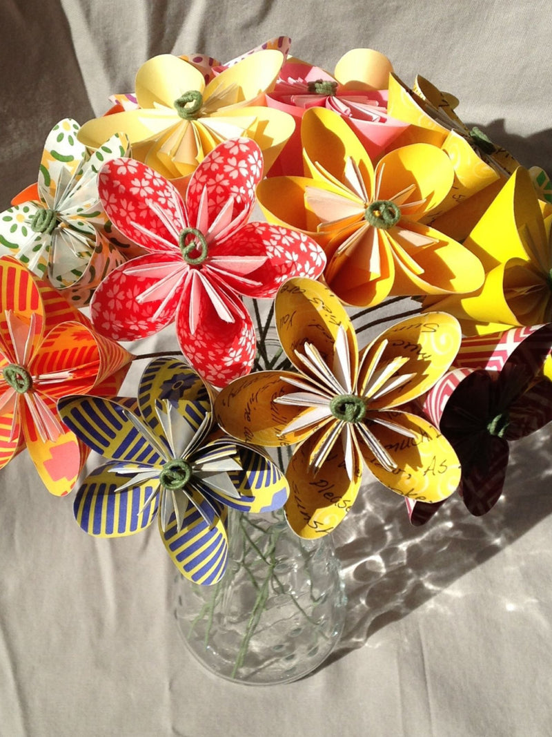 Paper Origami Flower Bouquet in Sunshine Colors sympathy flower