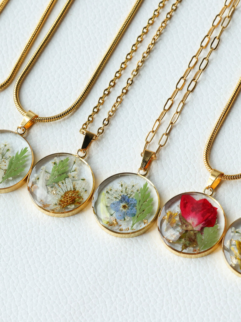 Custom Birth Month Flower Necklace, Birth Flower Necklace, Handmade Pressed Floral Necklace, Mother's Day Gift, Birthday Gift, Gift for Her ANNIVERSARY