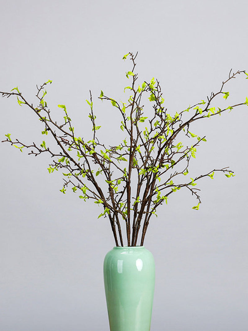 Artificial Shooting Branch with Tender Leaves, Faux New Growth Branches, Realistic Greenery Stems, Decorative Leafy Twigs, Home Floral Decor faux plants