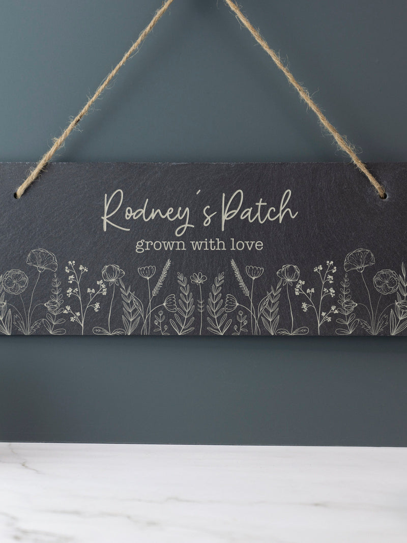 Personalised Flower Style Slate Sign Garden Sign, Customised House Warming Gift, Laser Engraved, Wedding, Birthday, Anniversary, Christmas house warming flower