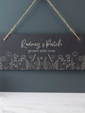 Personalised Flower Style Slate Sign Garden Sign, Customised House Warming Gift, Laser Engraved, Wedding, Birthday, Anniversary, Christmas house warming flower