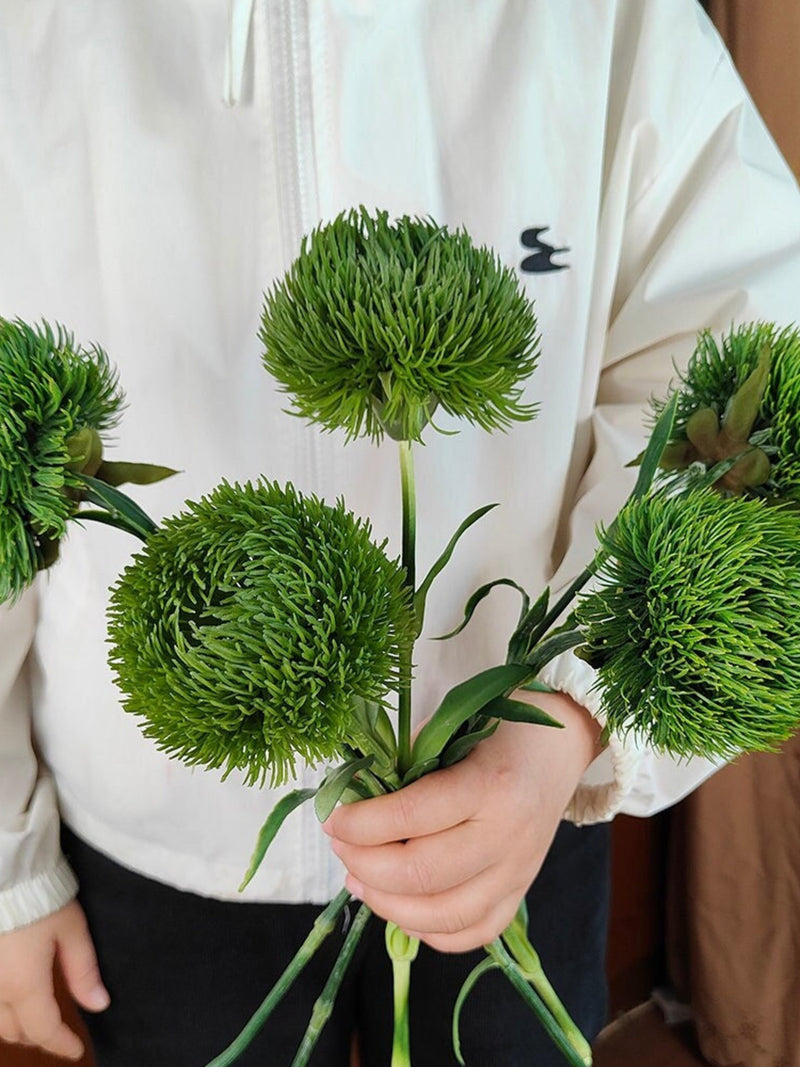 2/5 Faux Green dianthus stem_artificial  Green  ball flower_vase filling flower arrangement_DIY craft supply_home \wedding faux flower decor faux plants
