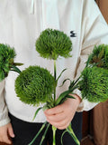2/5 Faux Green dianthus stem_artificial  Green  ball flower_vase filling flower arrangement_DIY craft supply_home \wedding faux flower decor faux plants