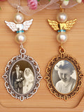 Something Blue Memorial Bridal Bouquet Charm, Guardian Angel, Oval Wedding Memorial Keepsake, Flower Bouquet Photo Charm, Shop Canada sympathy flower