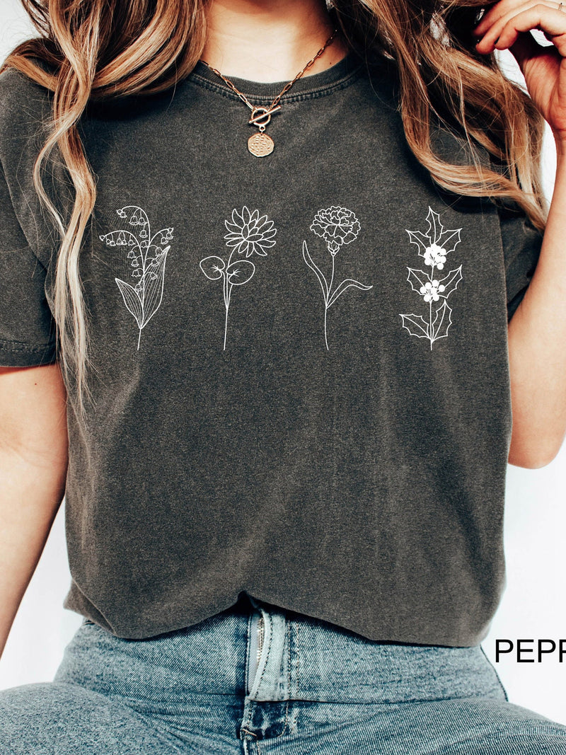 Custom Comfort Colors¨ Birth Month Birth Flower Shirt, Birth Flower Tee, Sentimental Gift Idea, Mothers Day Gift, Personalized Birthday Gift birthday flower