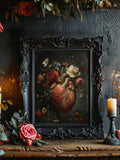 Floral Heart Gothic Art Print: Macabre Dark Romance Wall Decor Love Romance Flower