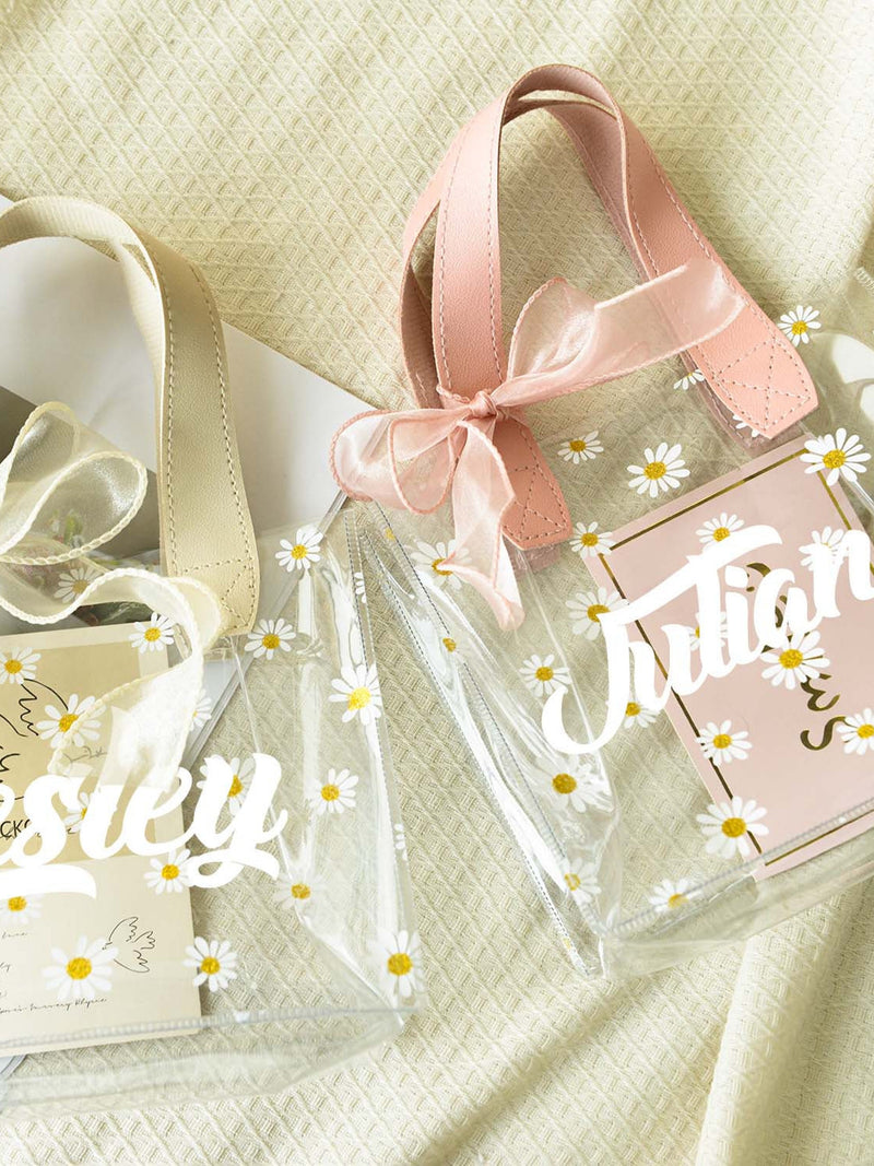 Flower Girl Proposal Gift Bag,Custom Daisy Gift Bag with Handles,Custom Gift for Flower Girl,Personalized Transparent Gift Bag with Ribbon wedding flower