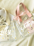 Flower Girl Proposal Gift Bag,Custom Daisy Gift Bag with Handles,Custom Gift for Flower Girl,Personalized Transparent Gift Bag with Ribbon birthday flower