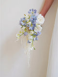 Blue and White Teardrop Bouquet, Classic Wedding Bouquet, Boho Flower Bouquet, Bridal bouquet, Wedding bouquet ,Bridesmaid wedding flowers Bouquet