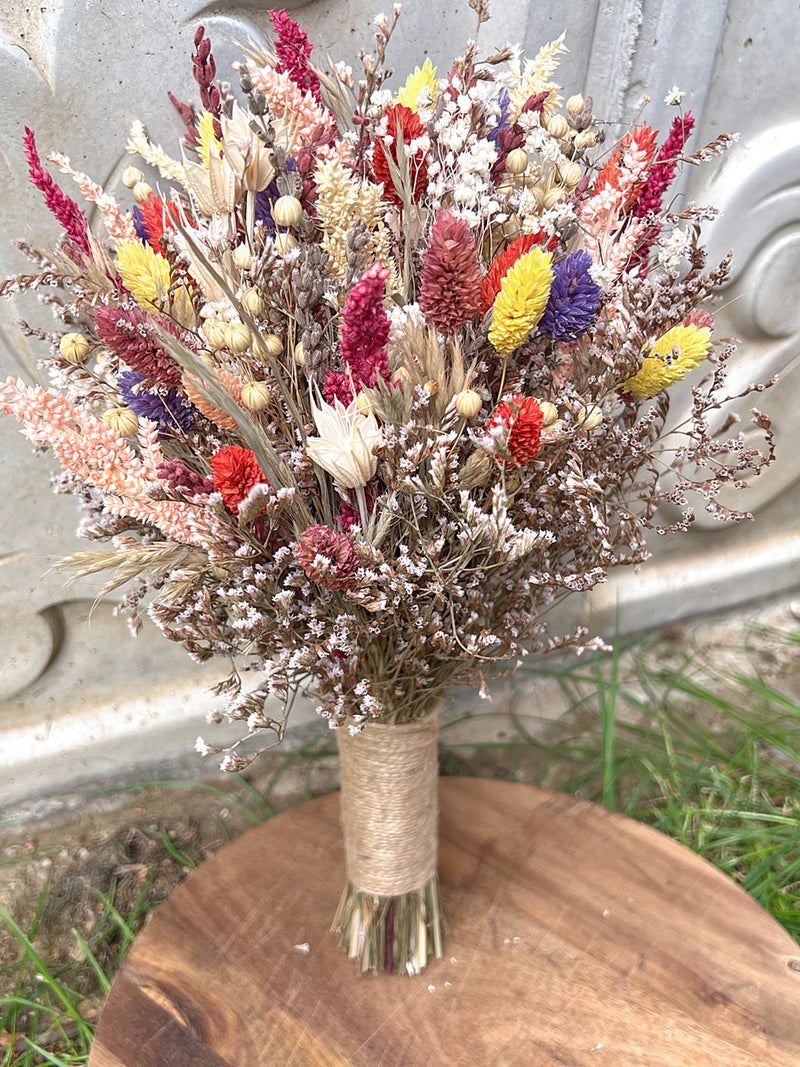 Spring Boho Wedding Bouquet, Dried Preserved Flower Bridal Bouquet Bouquet