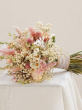 Pink Dried Flowers Bouquet For Wedding,Baby's Breath + Daisy Dried Flower Bridal Bouquet,Boho Wedding Dried Flowers Bouquet