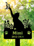 Custom Cat Memorial Stake with Flowers, Loss of Cat Sympathy Gift, Cat Garden Stake, Cat Metal Grave Marker, Personalized Cat Cemetery Stake sympathy flower