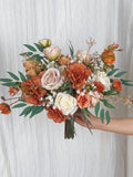 Terracotta, Mauve and Ivory Wedding Bouquet, Boho Bridal Bouquet, Autumn Wedding Flowers, Made with Roses, Baby's Breath and Italian Ruscus wedding flower