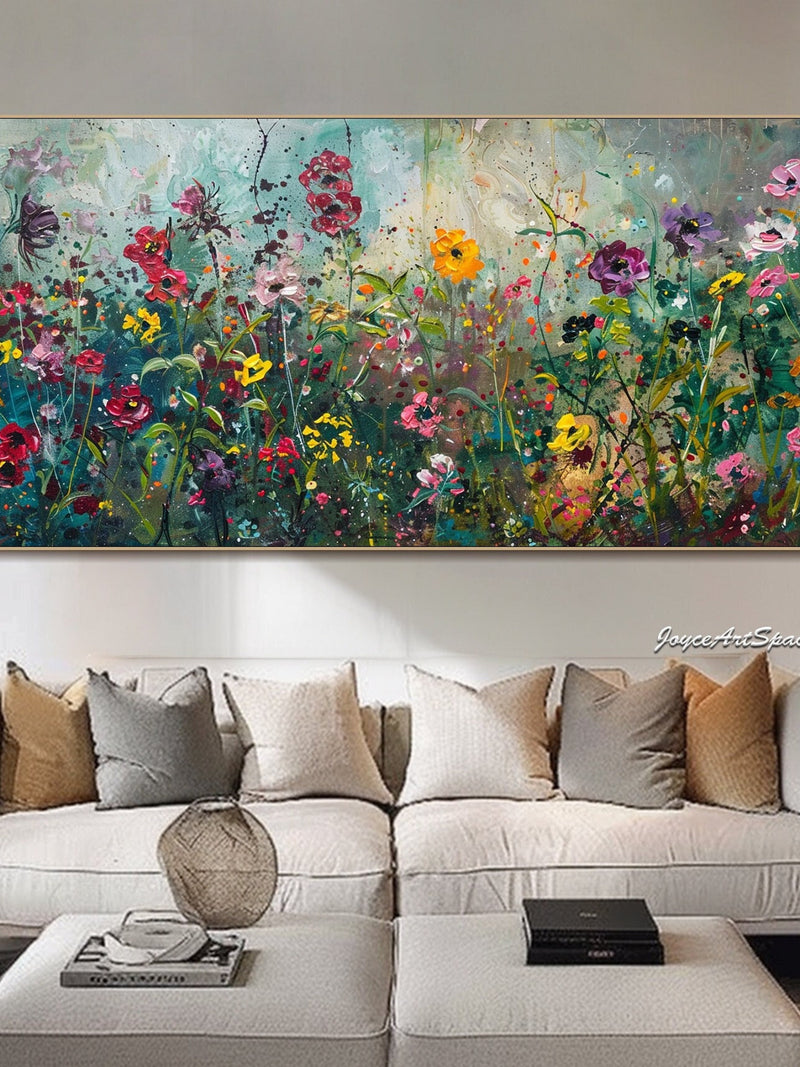 Abstract Colorful Flower Oil Painting on Canvas Abstract Textured Oil Painting Modern Wall Art Living Room Wall Art Original Spring Wall Art house warming flower