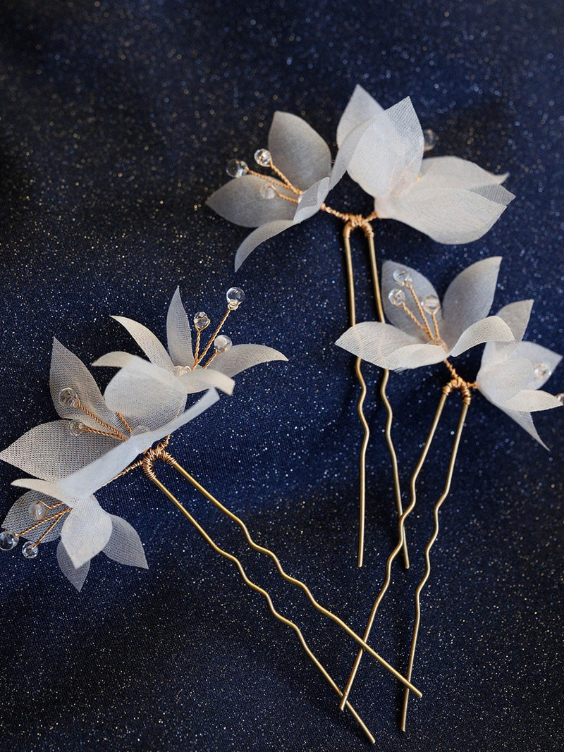 Delicate Bridal Pins, Wedding Hair Pins with Silk Flowers,  Floral Wedding Hairpiece, Bridal Hair Accessories Wedding Hair Comb with Flowers silk flower