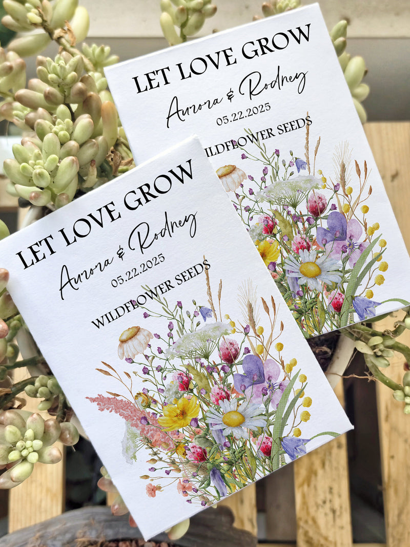 Bulk Wedding Seed Packet Favor for guest/Eco-Friendly DIY Seed Favors/Fall, Winter Wedding Wildflower Seed Packet/Custom Bridal Shower Favor seeds bulk