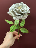 Book Paper Rose Stem | Literary Gift for Readers | Mother's Day, Paper Anniversary ANNIVERSARY