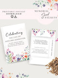 Wildflower Funeral Seed Packets, Memorial Service Seeds Envelopes, Printable Flower Favor Keepsake, Editable Template, Guest Gift Idea, WF2 sympathy flower