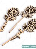 Daisy - Laser Cut Out Art Valentine Day Acrylic wood Personalized Flower with name editable Cut Files Digital Download |#033| Love Romance Flower