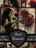 Dark Romantic Junk Journal Pages, Gothic Love Scrapbook Papers Vampire Women Digital Download Lace Collage Sheet Victorian Rose Printable Love Romance Flower