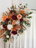 Burgundy Burnt Orange Wedding Arch Flower Arrangement: Boho Mirror Decor flower spore