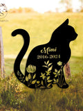 Custom Cat Memorial Metal Stake, Cat Lover, Metal Stake,Cat Loss,Sympathy Sign, Pet Grave Marker, Remembrance Stake, Garden Decor,Flower Cat sympathy flower