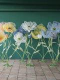 Giant Silk Flower Set Artifical Poppy Large Free Standing Wedding Party Backdrop Retail Front Window Decor Hand Crafted Event Decor Props silk flower