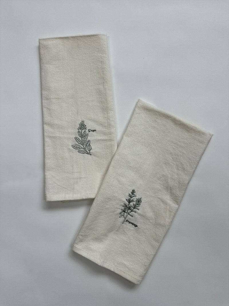 Tea Towel Embroidered | Embroidered Linen | Floral Dish Towel | Herbal Towel | Gifts for her | House Warming Gift house warming flower