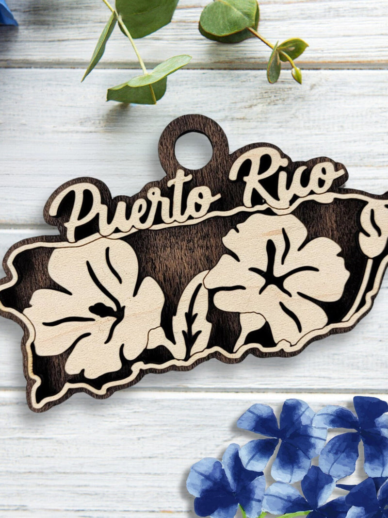 Puerto Rico State Ornament, Thespesia Maga Grandiflora Floral Ornament, PR State Flower Decor House Warming Gift Moving Away Gift Home State house warming flower