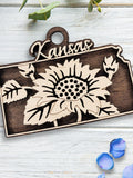 Kansas State Ornament, Wild Sunflower Floral Ornament, KS State Flower Decor House Warming Gift Moving Away Gift Home State Memento Exchange house warming flower