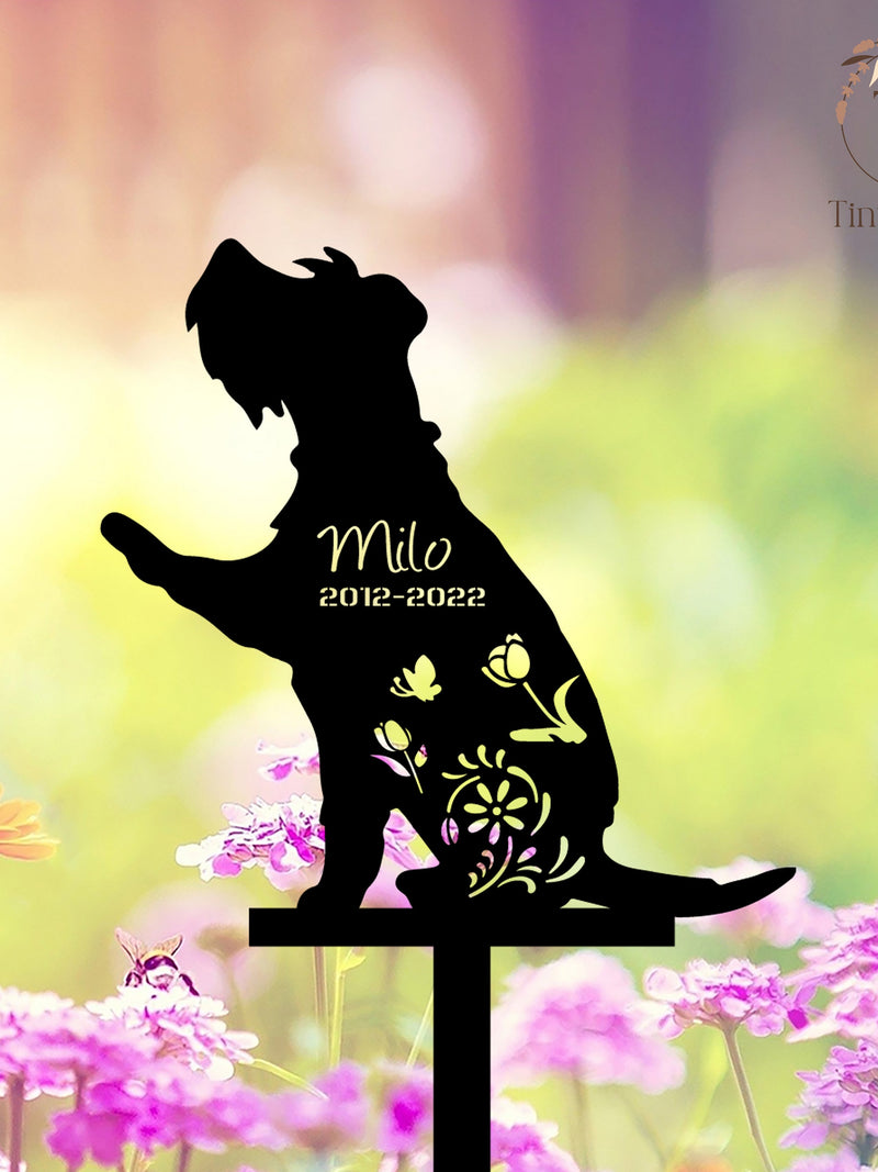 Personalized Miniature Schnauzer Dog Metal Memorial Garden Stake Custom Pet Grave Marker Name Sign Remembrance Stake Decor Sympathy Dog Loss sympathy flower