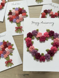 Crochet Floral Anniversary Card - Personalisation Optional - 100% Recycled - A6, Floral Anniversary Card, Flower Bouquet Card, Flower Wreath ANNIVERSARY