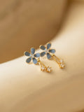 Daisy Dangle Earrings: Sterling Silver Spring Flower Earrings silk flower