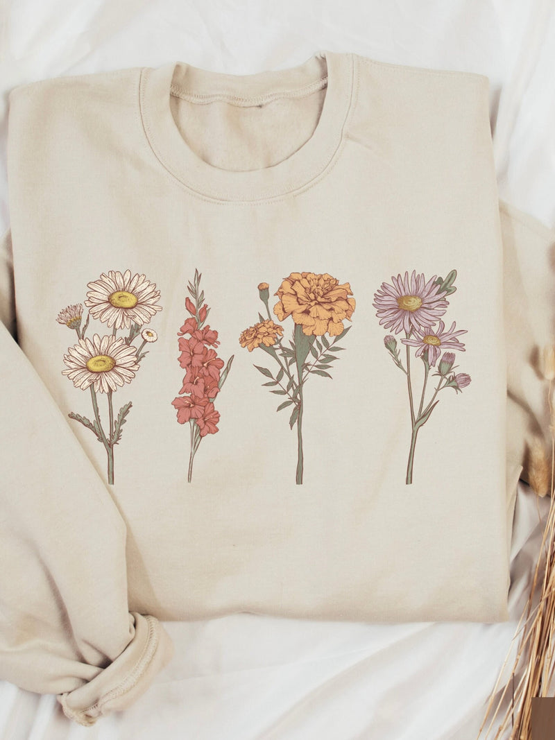 Custom Birth Month Flower Sweatshirt, Grandma's Garden Gift birthday flower